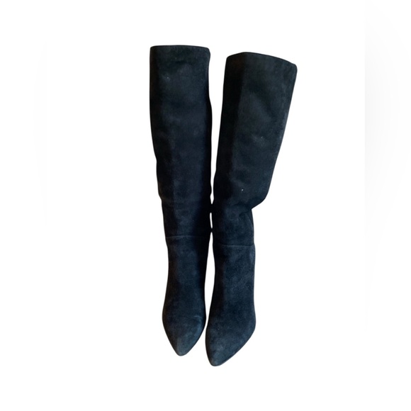 SAM EDELMAN BLACK SUEDE KNEE HIGH STILETTO POINTY TOE 7.5 - Picture 1 of 8